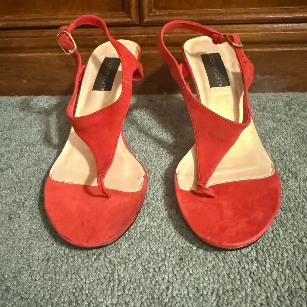 Ladies Leather Orange Colin Stuart Heels size 8, Like New Condition